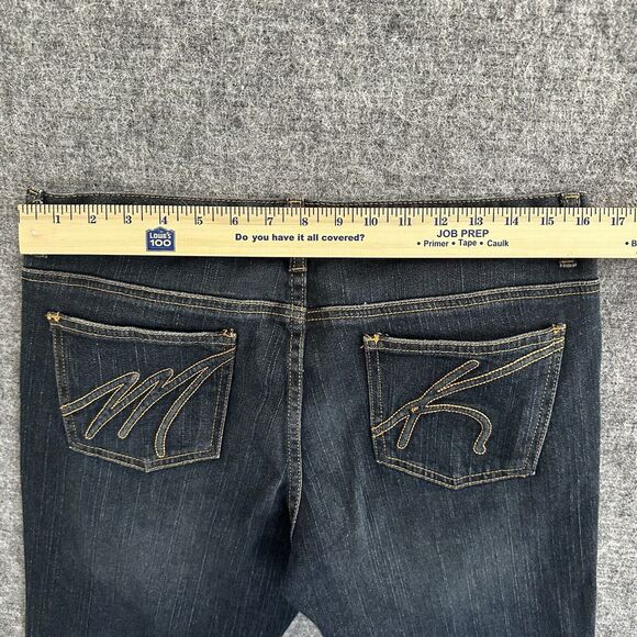 Michael Kors Jeans Women 10 Blue Bootcut Dark Embroidered Y2K Designer Logo - Picture 10 of 11